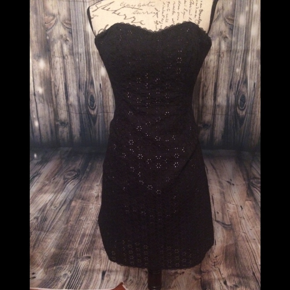 Shoshanna Black Eyelet Dress 2 EUC